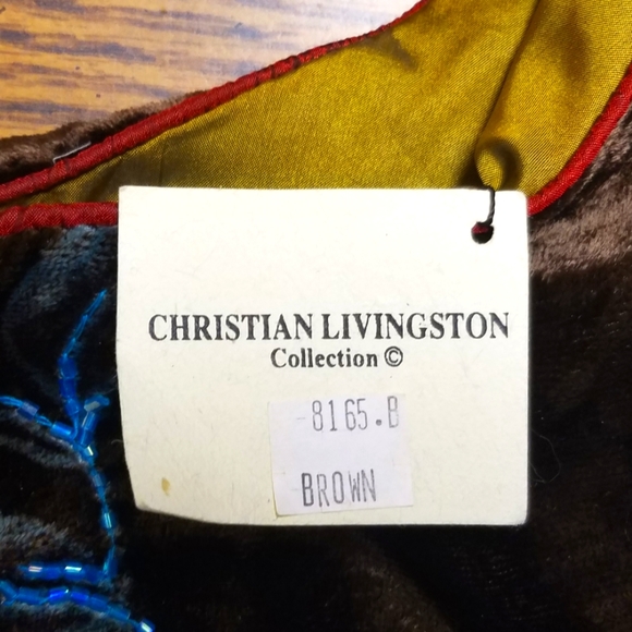 Christian Livingston Collection Velvet Bead Embellished Handcrafted Bag - Picture 4 of 5